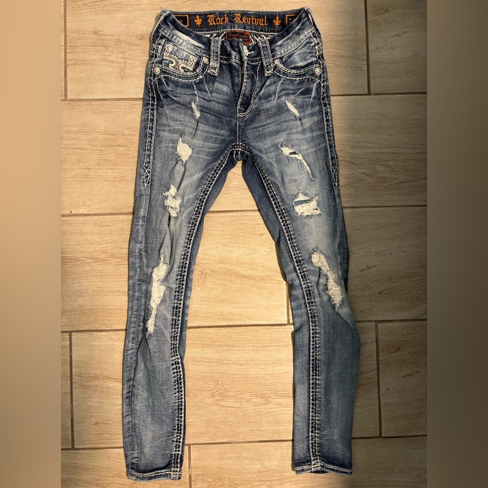Distressed Blue Jeans